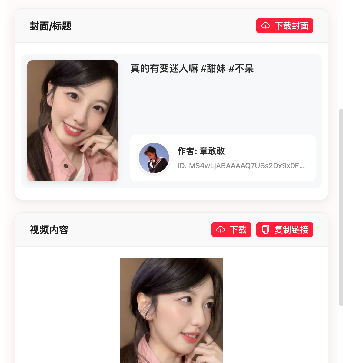 小红书无水印下载工具结果页